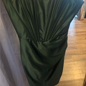 Strapless Dark Green Satin Dress